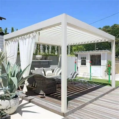 Hluav taws xob Sun Louver Hlau Framed Pergola